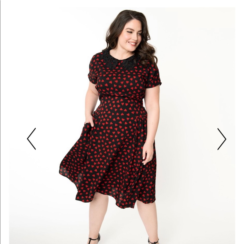 NWT Unique Vintage Heart print Margie dress 2X